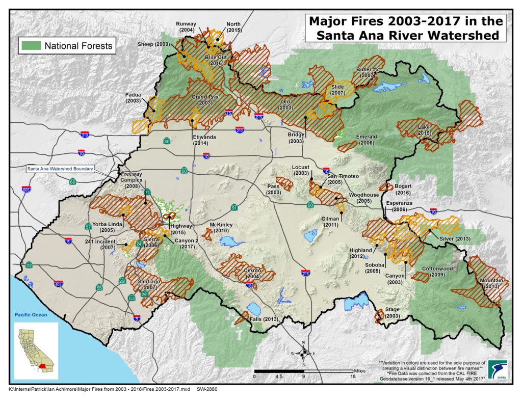 GIS map of Major Fires 2003 – 2017