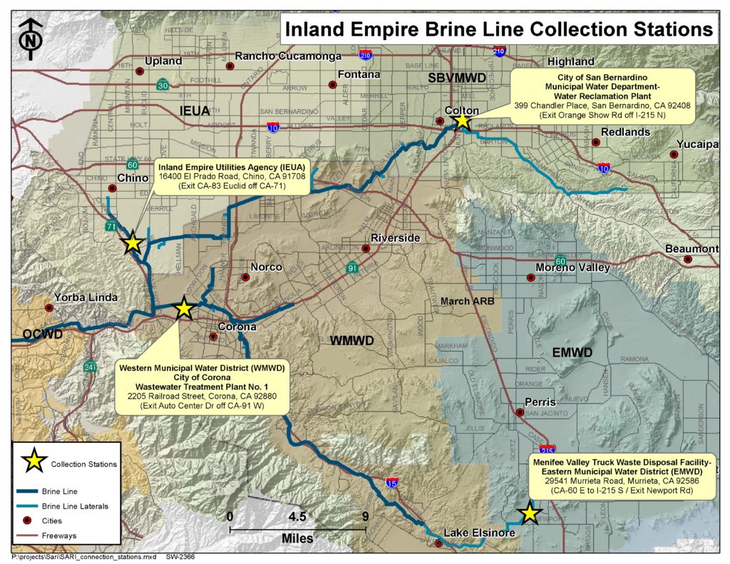 GIS map of Brine Line Dump Stations