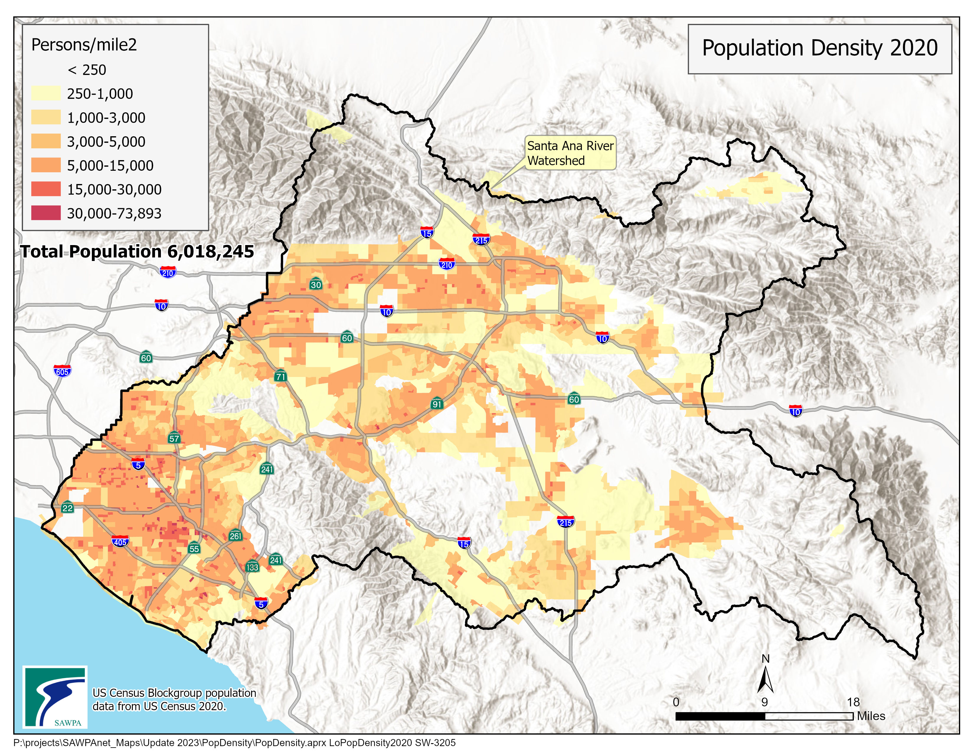 GIS map of Population Density 2020