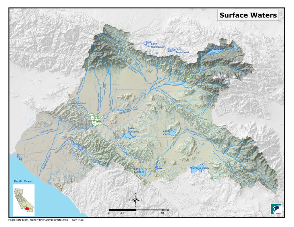 GIS map of Surface Waters (Rivers, Lakes)