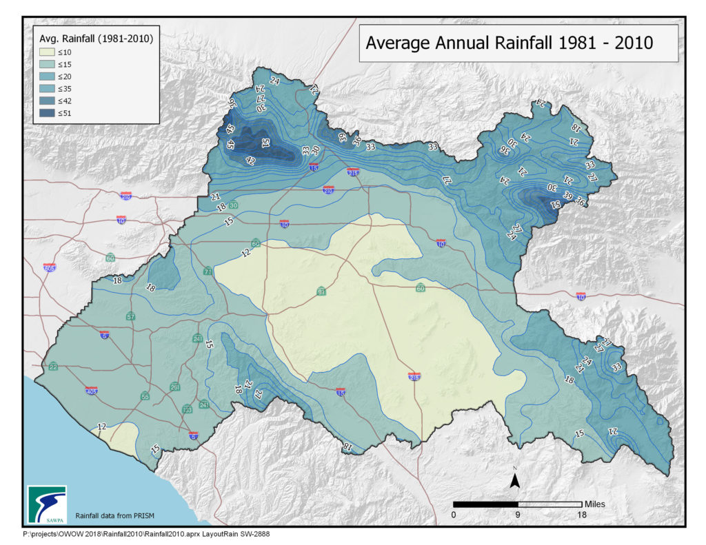 GIS map of Average Rainfall