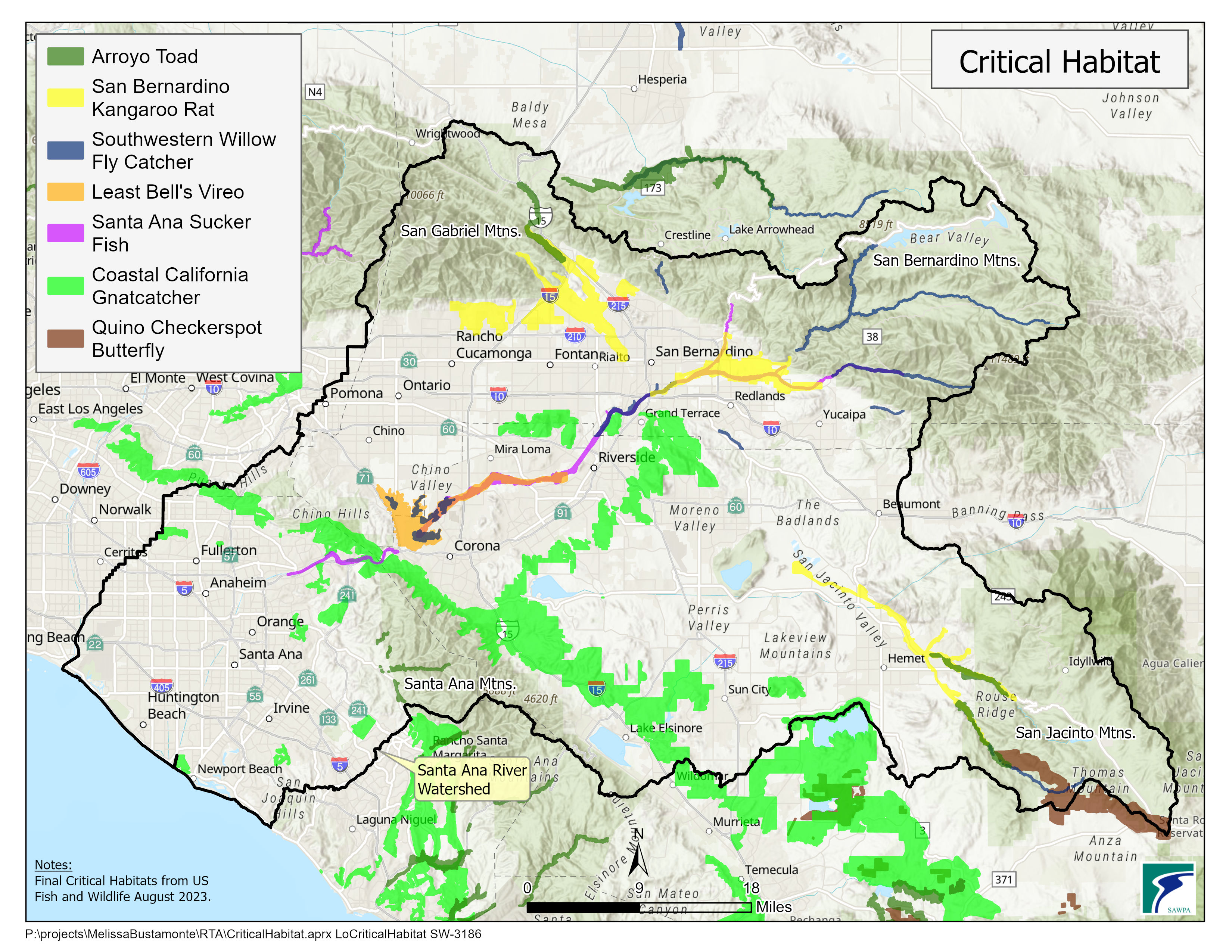 GIS map of Critical Habitat